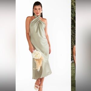 Show Me Your MuMu Green Halter Sleeveless Gown